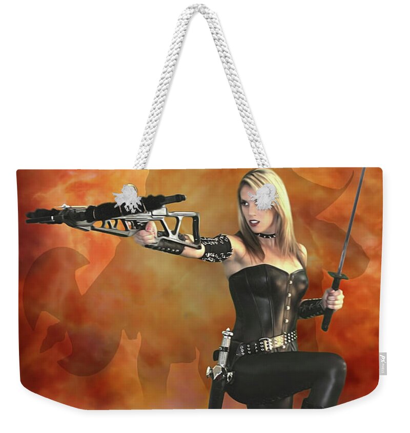 Crossbow Weekender Tote Bag featuring the photograph Crossbow Heroine by Jon Volden