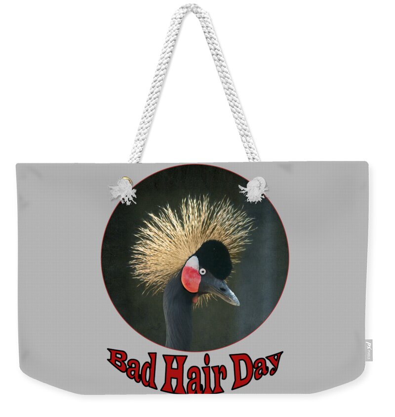 Cranes Weekender Tote Bag featuring the photograph Crowned Crane - Bad Hair Day - Transparent by Nikolyn McDonald