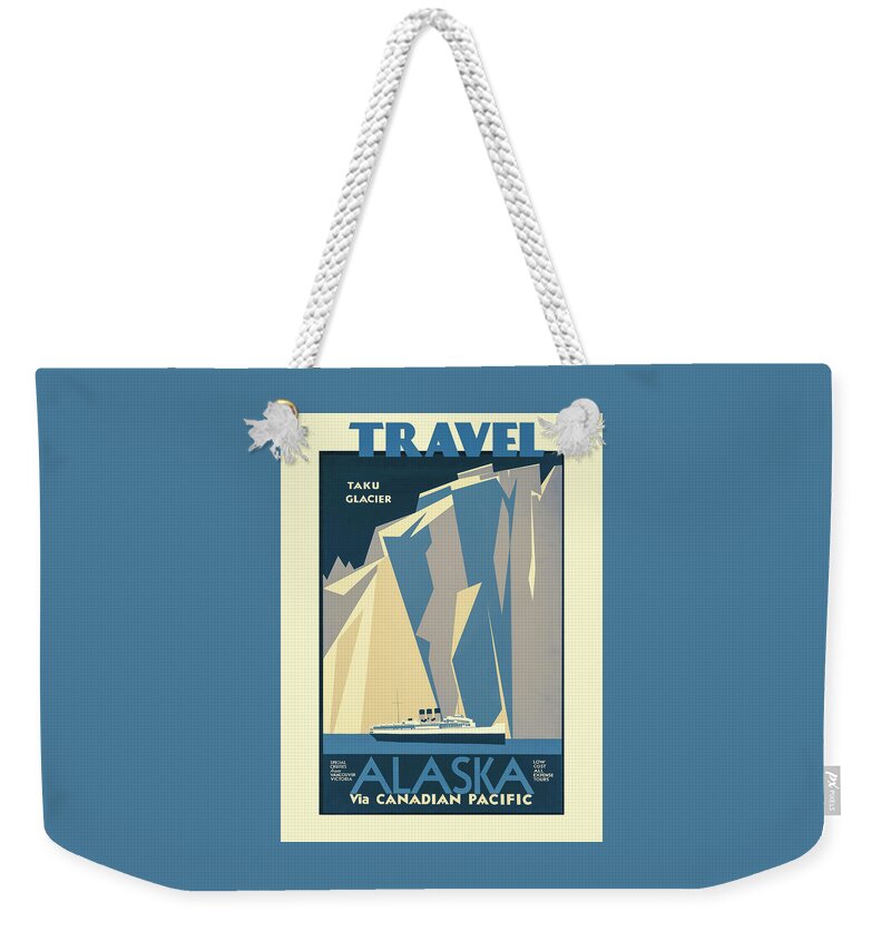 Alaska Weekender Tote Bag featuring the photograph Cruise Alaska Vintage Travel Poster by Carol Japp