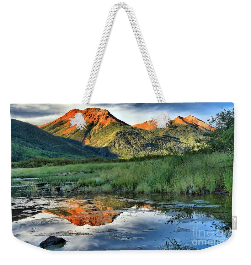 Crystal Lake Weekender Tote Bag featuring the photograph Crystal Lake Million Dollar Reflections by Adam Jewell