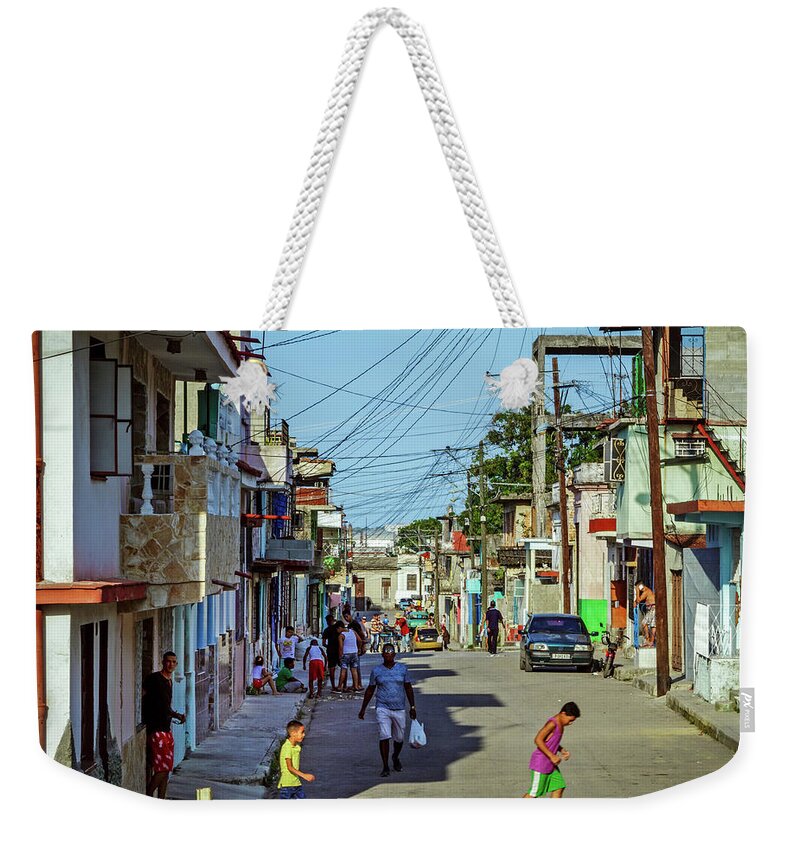 Cuba Weekender Tote Bag featuring the photograph Cuba Life - The Neighborhood by Mike Schaffner