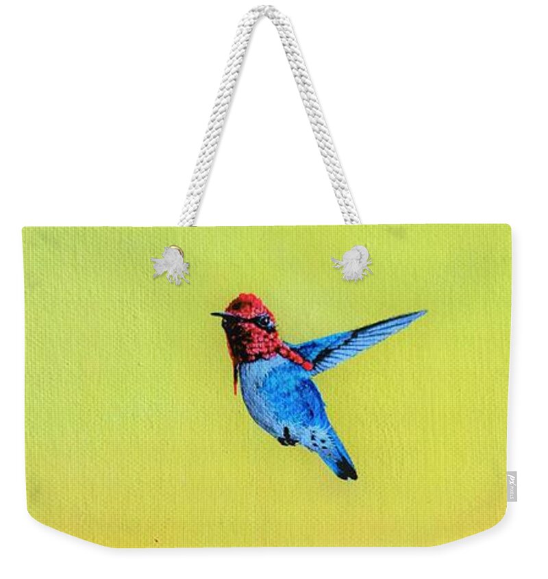 Birds Weekender Tote Bag featuring the painting Cuban Bumblebee Hummingbird by Dana Newman