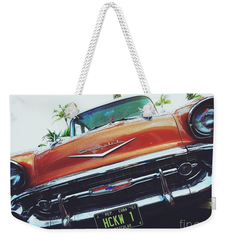Chevrolet Weekender Tote Bag featuring the photograph Cuban Chevrolet 2 by Claudia Zahnd-Prezioso
