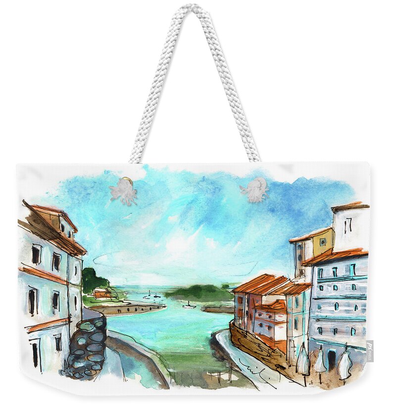 Travel Weekender Tote Bag featuring the painting Cudillero 07 by Miki De Goodaboom