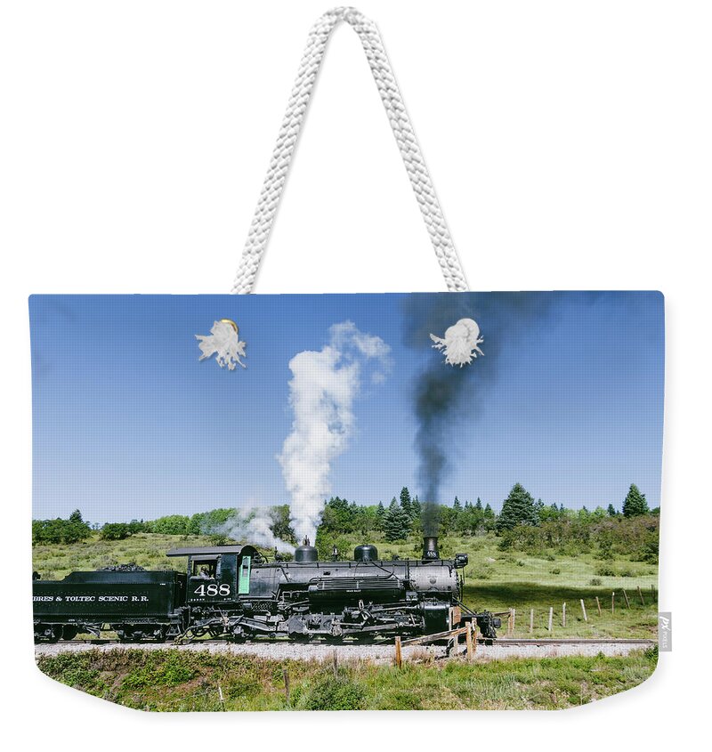 Chama Weekender Tote Bag featuring the photograph Cumbres and Toltec Locomotive 488 by Debra Martz