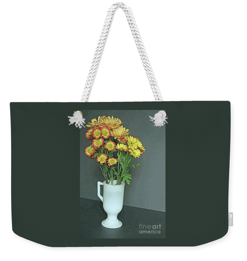 Flowers Weekender Tote Bag featuring the photograph Cupful of Posies by Ann Horn