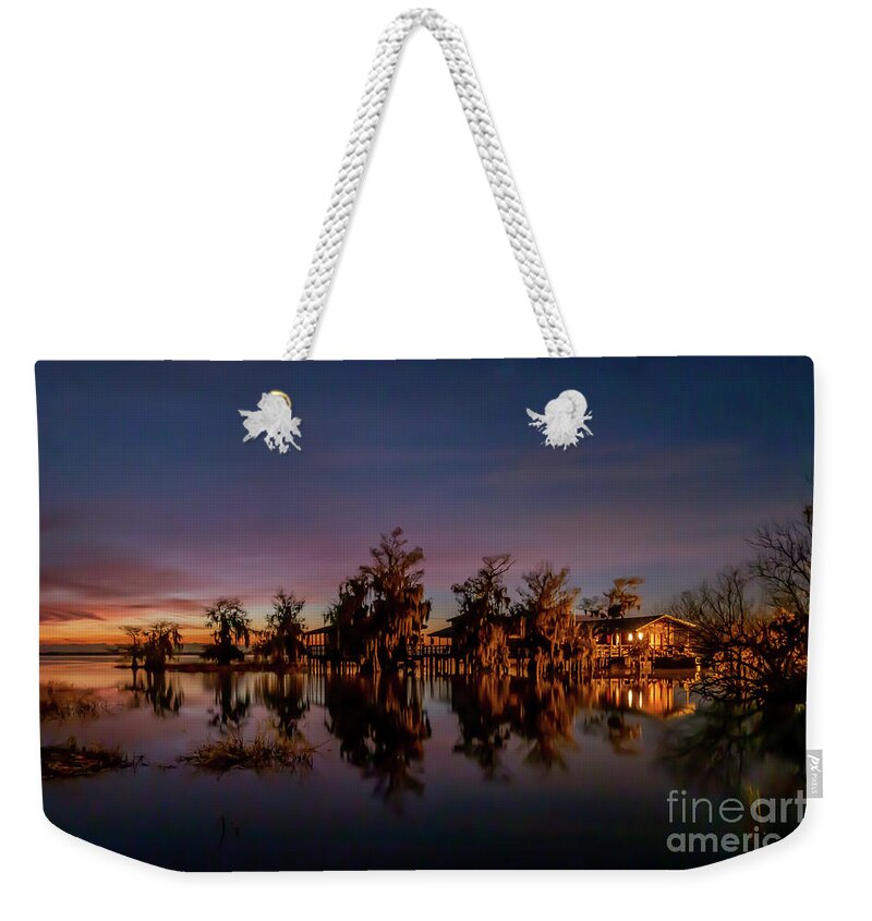 Sun Weekender Tote Bag featuring the photograph Cypress Reflection Sunrise by Tom Claud