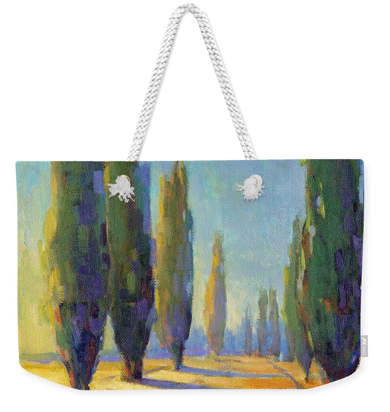 Italian Weekender Tote Bag featuring the painting Cypress Road 6 by Konnie Kim