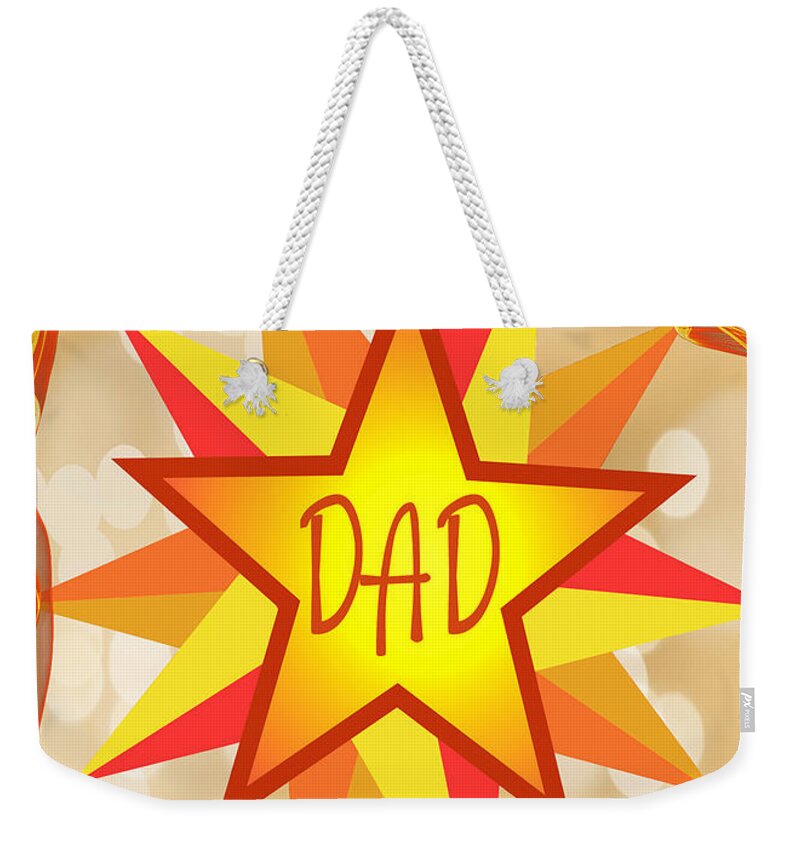 Dad Weekender Tote Bag featuring the mixed media Dad, Star by Moira Law