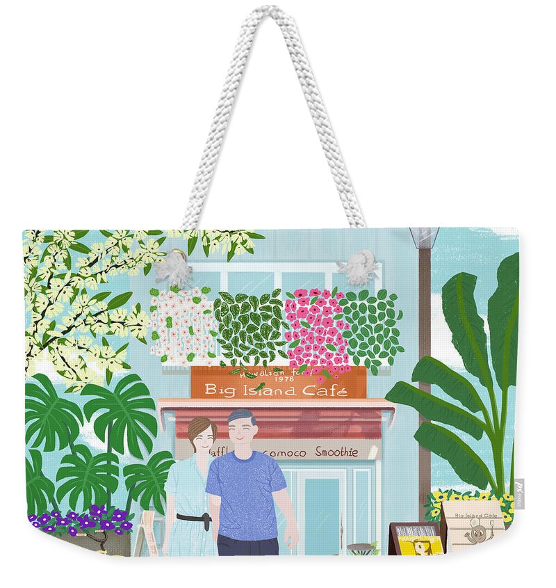 Scene Weekender Tote Bag featuring the drawing Daddy, I love you by Min Fen Zhu