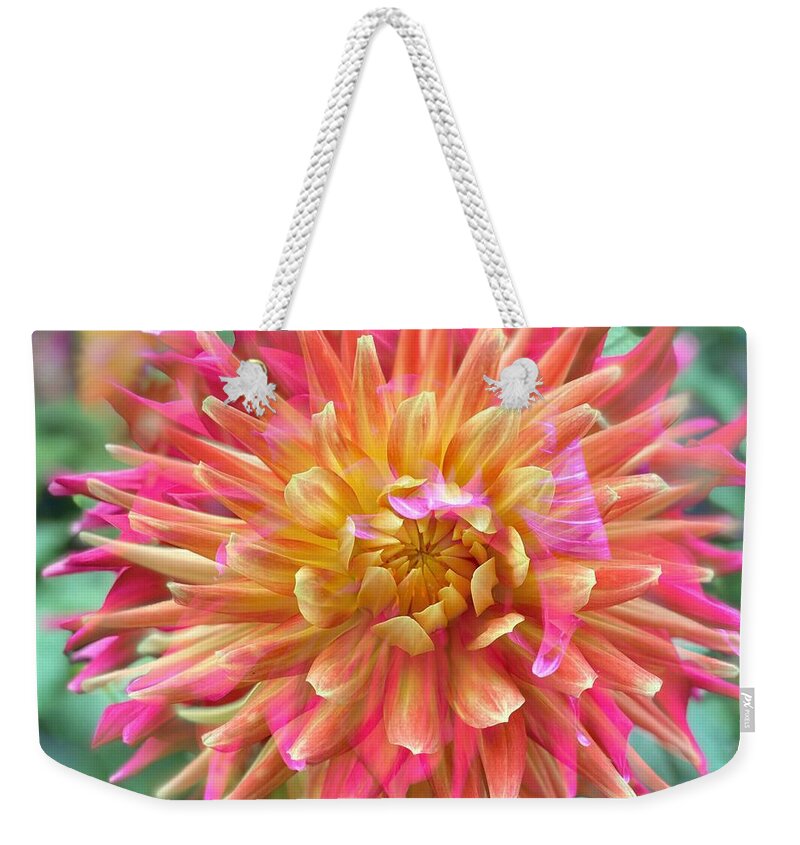 Portrait Weekender Tote Bag featuring the photograph Dahlia 3 by Jerry Abbott