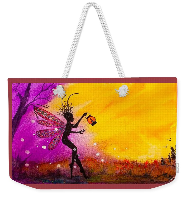 Fairy Weekender Tote Bag featuring the painting Dainty Fairy by Deahn Benware