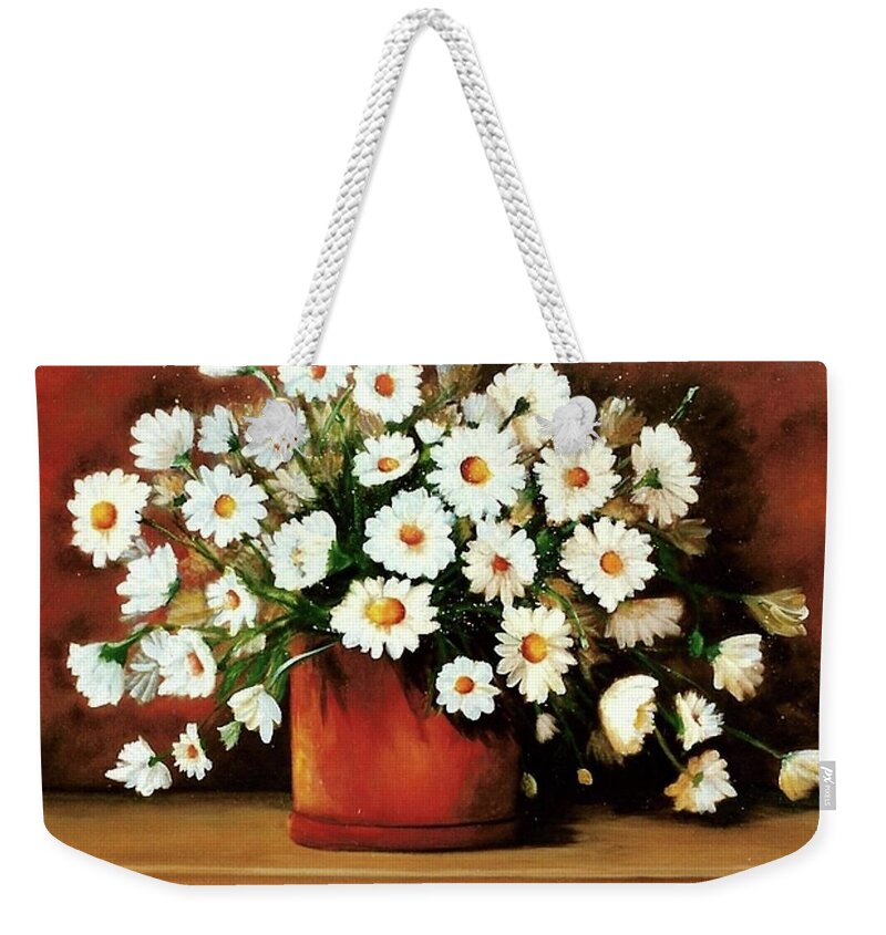Daisies Weekender Tote Bag featuring the painting Daisy Doodle SOLD by Susan Dehlinger
