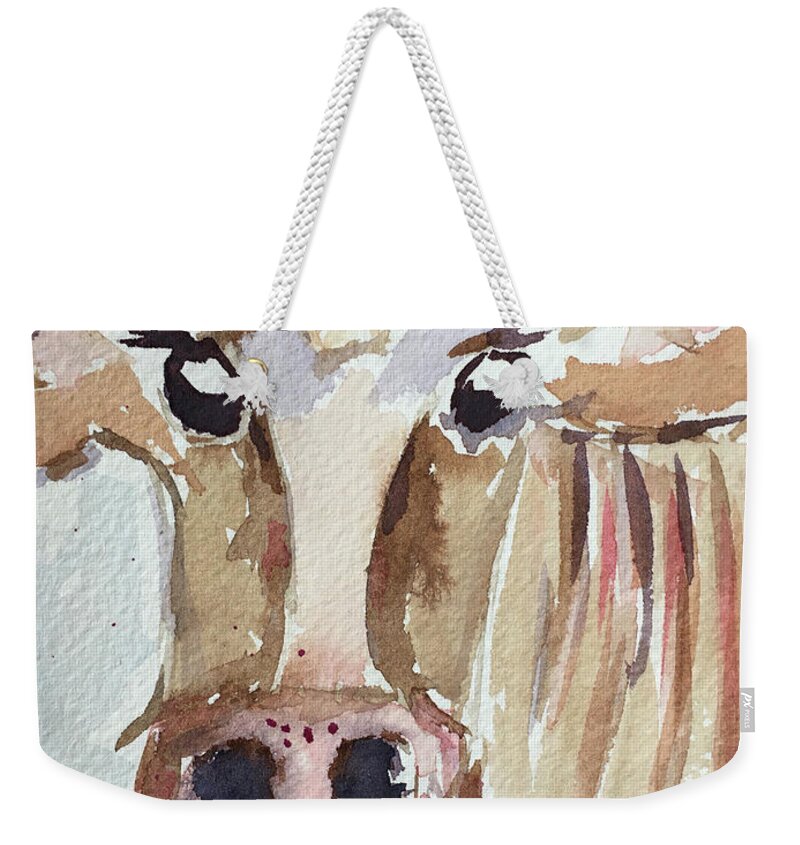 Cow Weekender Tote Bag featuring the painting Daisy Mae by Roxy Rich