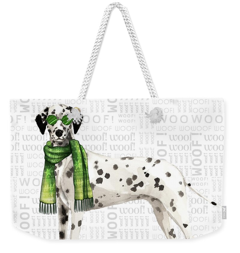 Dalmatian Weekender Tote Bag featuring the digital art Dalmatian Christmas Dog by Doreen Erhardt