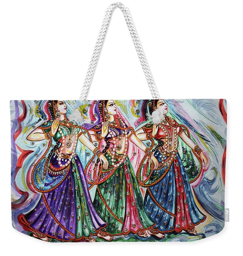Dance Weekender Tote Bag featuring the painting Dancers by Harsh Malik