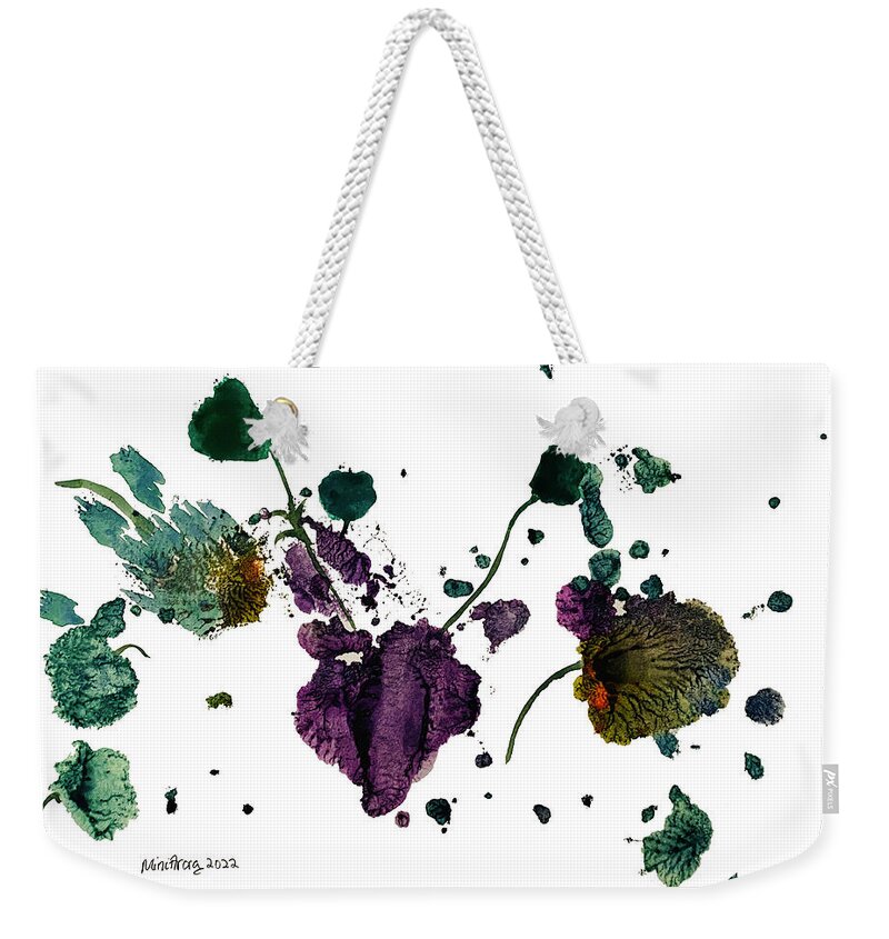 Abstract Weekender Tote Bag featuring the painting Dancing in the Breeze 3 by Mini Arora