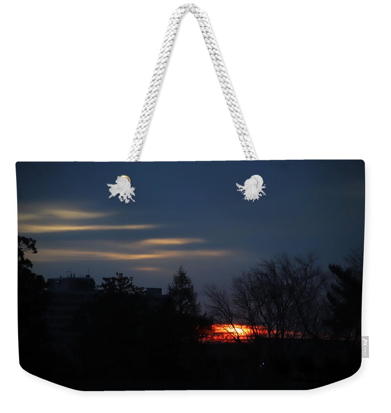 Sunrise Weekender Tote Bag featuring the photograph Dark Dawn at Rivendell February 10 2021 by Miriam A Kilmer