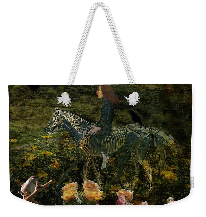 Birds Weekender Tote Bag featuring the photograph Darkest of Springs... but she rode off in the moonlight to seek the flowers and be with nature. by Perry Hoffman
