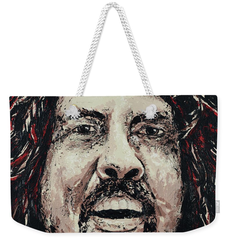 Dave Grohl Weekender Tote Bag featuring the painting Dave Grohl My Hero by Steve Follman