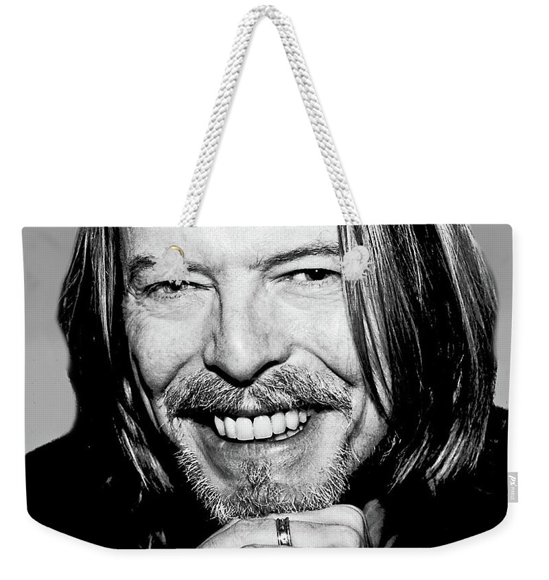 David Bowie Weekender Tote Bag featuring the photograph David Bowie by Steve Ladner