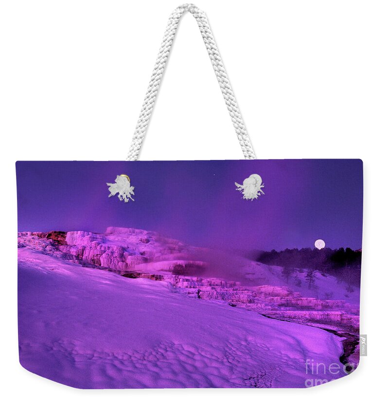 Dave Welling Weekender Tote Bag featuring the photograph Dawn Alpenglow On Minerva Springs Yellowstone National Park Wyoming by Dave Welling
