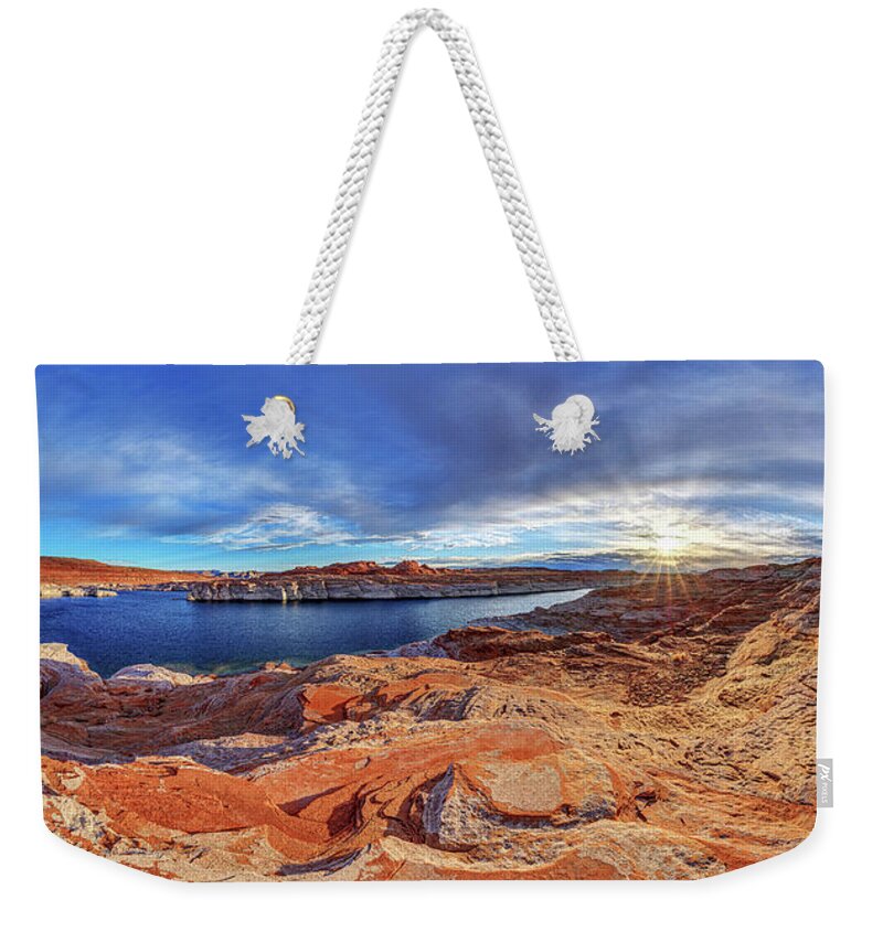 Dramatic Southwest Sunrise Weekender Tote Bag featuring the photograph Dawn is Calling by ABeautifulSky Photography by Bill Caldwell