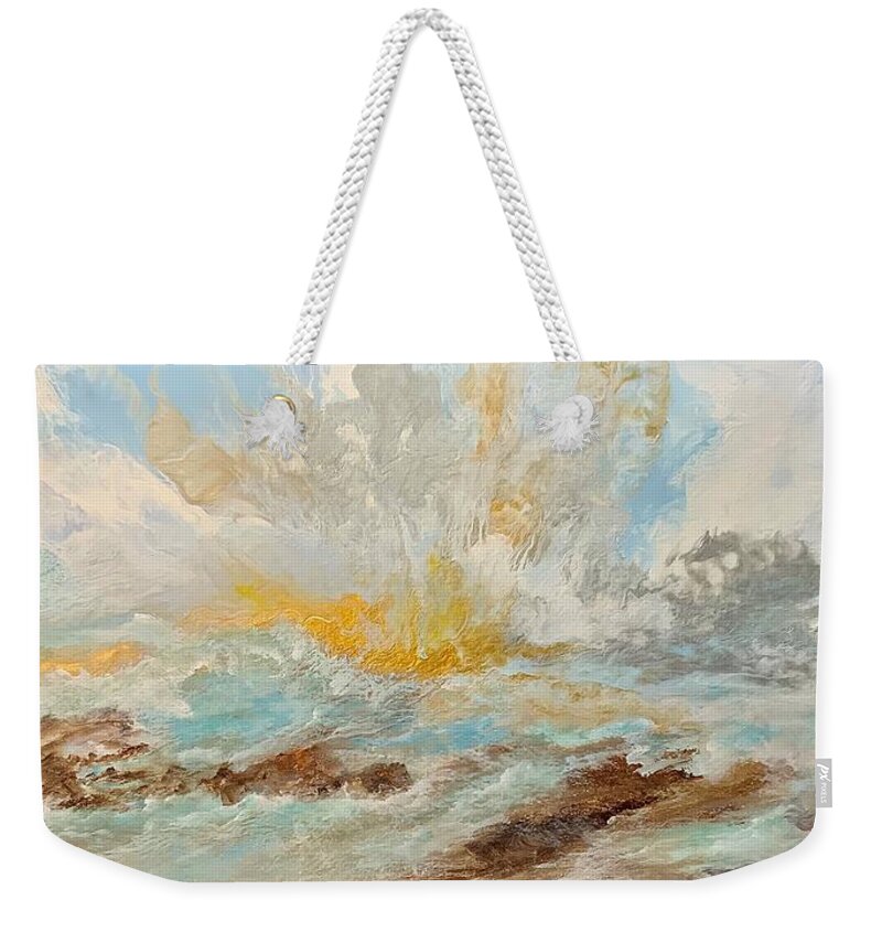 Fluid Pour Weekender Tote Bag featuring the painting Dawning by Soraya Silvestri