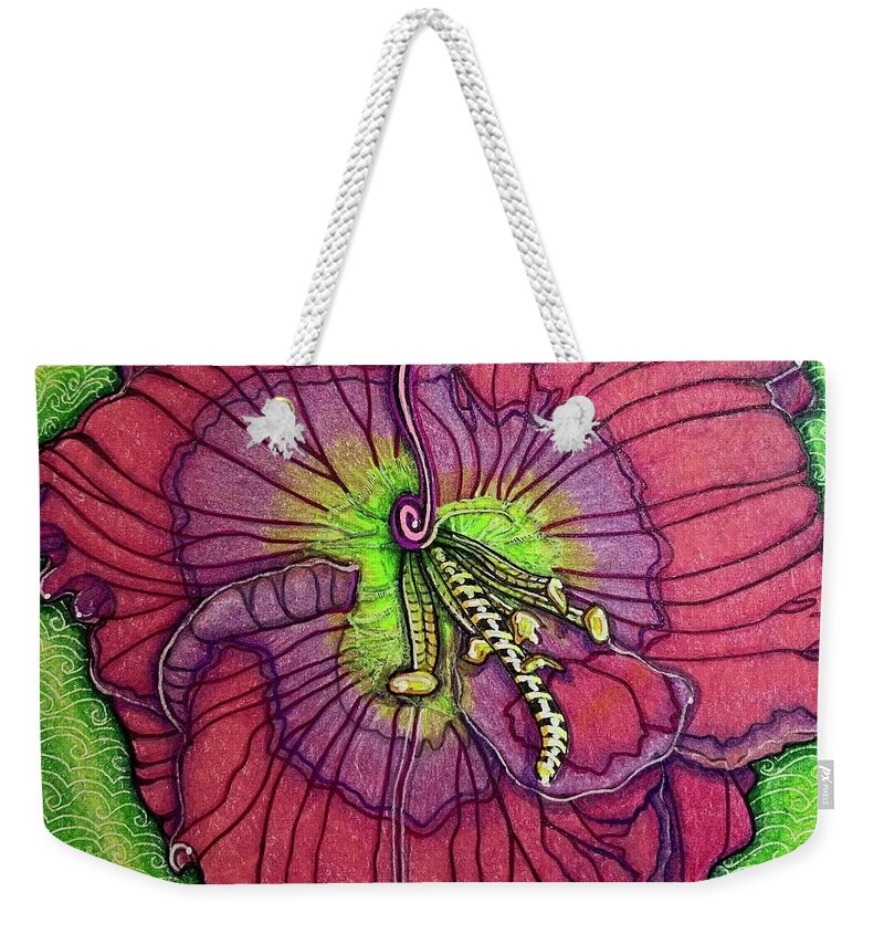 Daylily Weekender Tote Bag featuring the mixed media Daylily by Brenna Woods