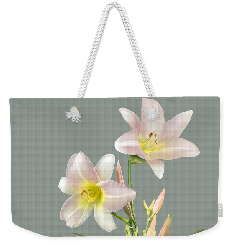 Flower Weekender Tote Bag featuring the digital art Spade's Daylily by M Spadecaller