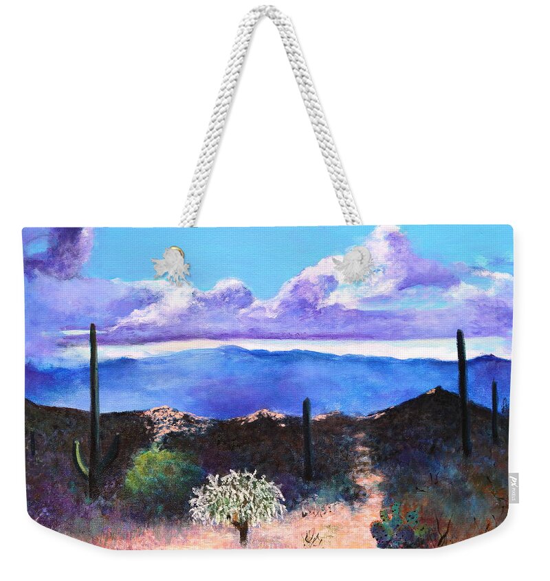 Southwest Weekender Tote Bag featuring the painting Days End by M Diane Bonaparte