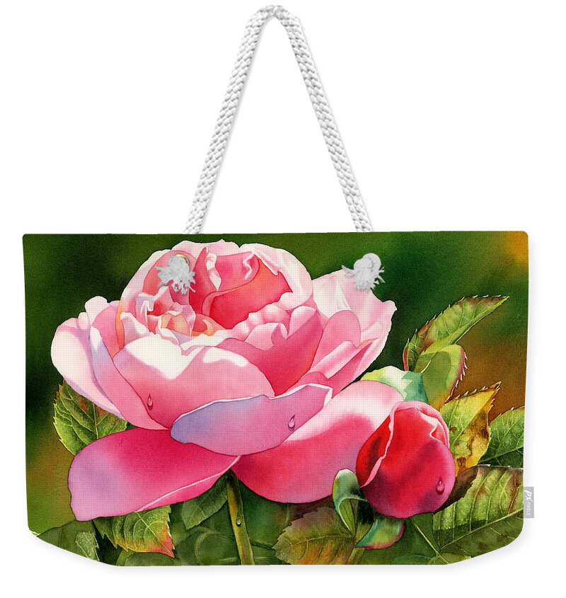 Rose Weekender Tote Bag featuring the painting Dazzling Rose by Espero Art