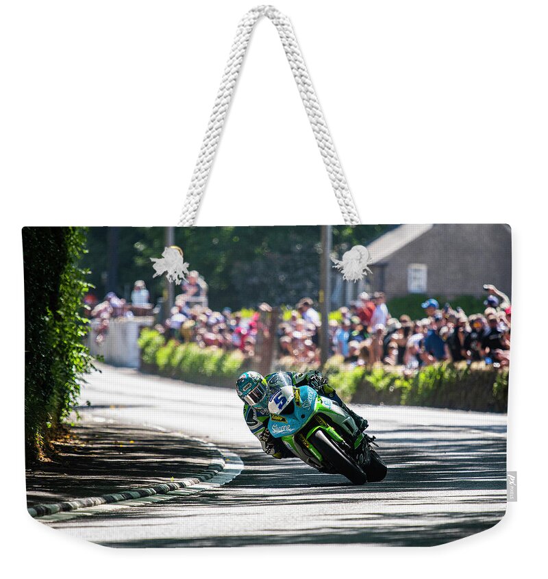 Dean Harrison Weekender Tote Bag featuring the photograph Dean Harrison TT 2018 by Tony Goldsmith