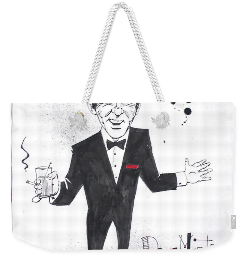  Weekender Tote Bag featuring the drawing Dean Martin by Phil Mckenney