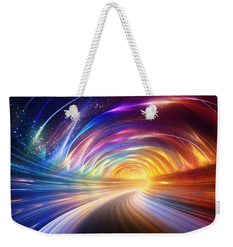 Near Death Experience Weekender Tote Bag featuring the painting Death in Color - Neon Art by Lourry Legarde
