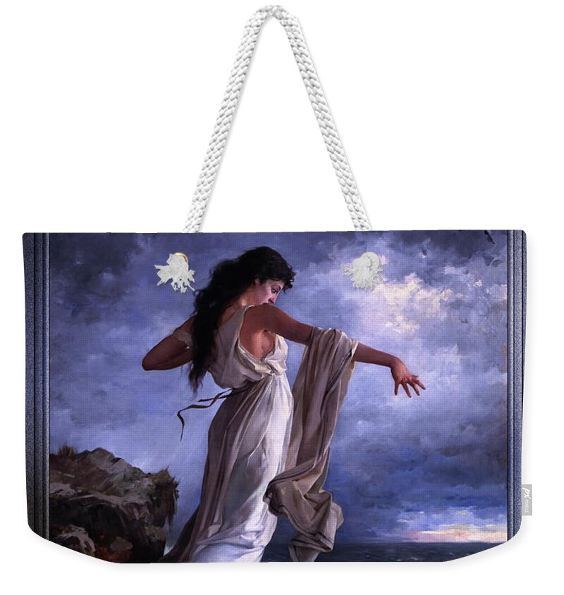 Ocean Waves Weekender Tote Bag featuring the painting Death of Sappho by Miguel Carbonell Selva by Rolando Burbon