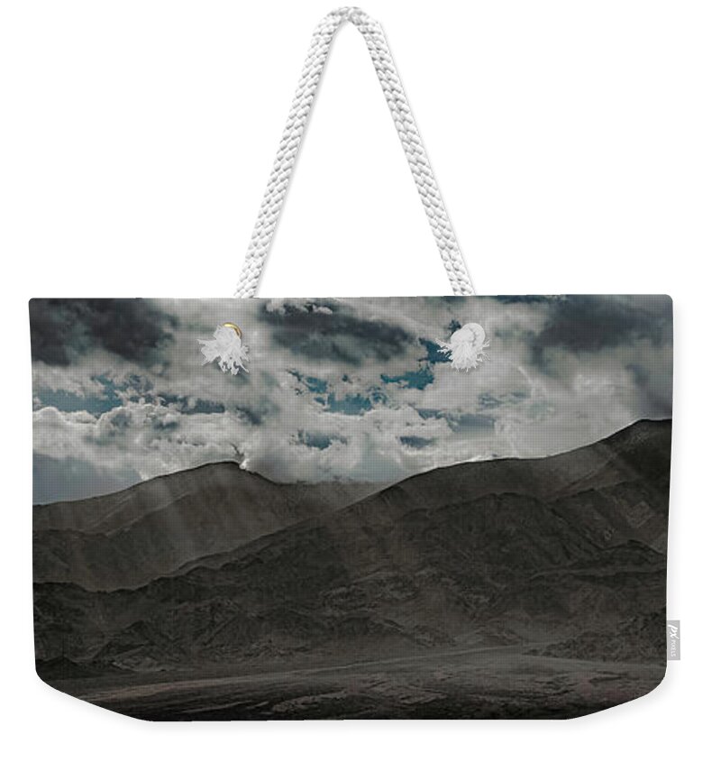 Nevada Weekender Tote Bag featuring the photograph DeathValley Sunbeams by Don Hoekwater Photography