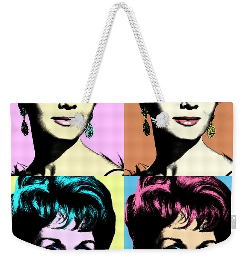 Debbie Reynolds Weekender Tote Bag featuring the mixed media Debbie Reynolds pop art by Movie World Posters