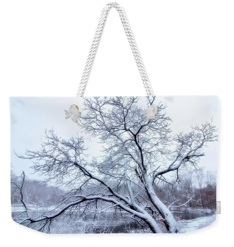 Snow Weekender Tote Bag featuring the photograph December Snow At Nimisila Reservoir by Mary Walchuck