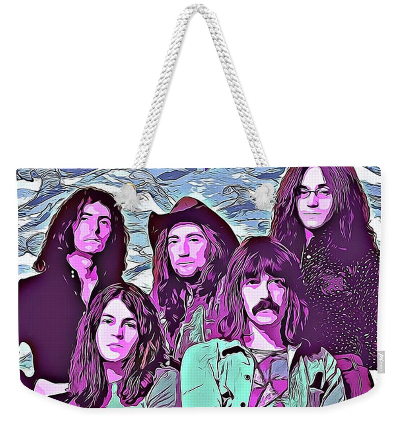 Deep Purple Weekender Tote Bag featuring the mixed media Deep Purple Art Smoke On The Water by The Rocker Chic