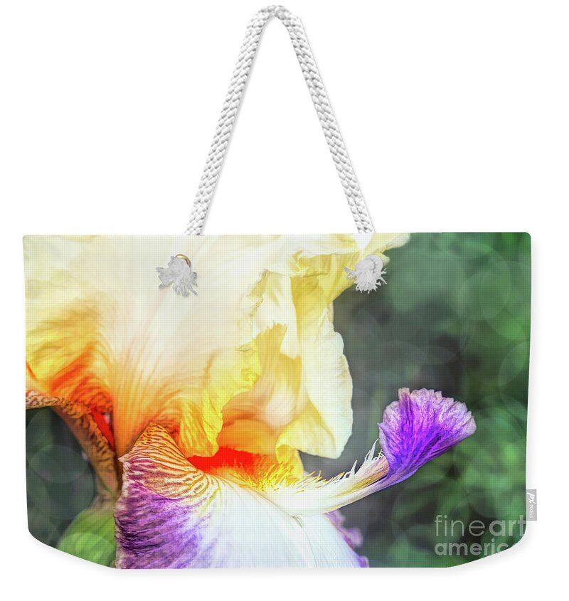 Iris Weekender Tote Bag featuring the digital art Delicate Iris by Amy Dundon
