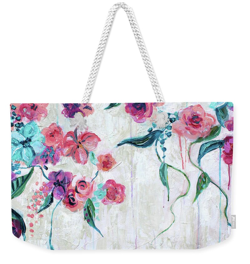 Floral Weekender Tote Bag featuring the painting Delicately Divine by Ashley Lane