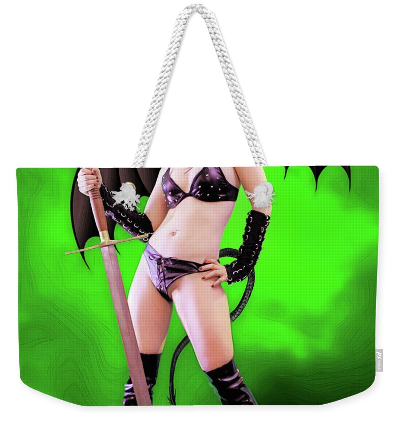 Rebel Weekender Tote Bag featuring the photograph Demon With Sword by Jon Volden