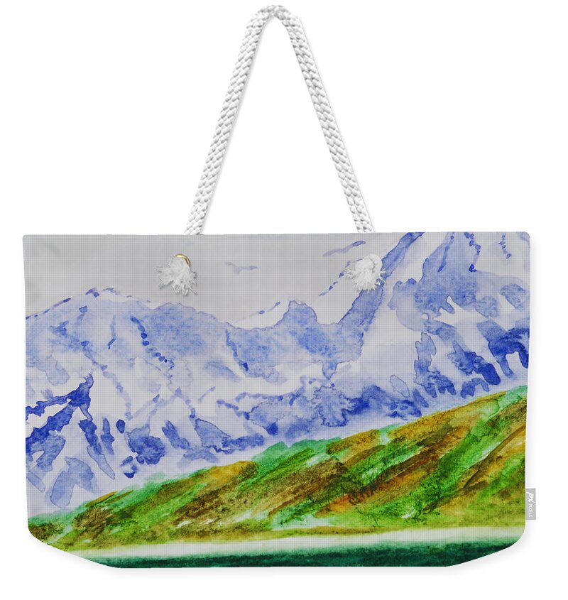 Denali Shapes Weekender Tote Bag featuring the painting Denali Shapes by Warren Thompson