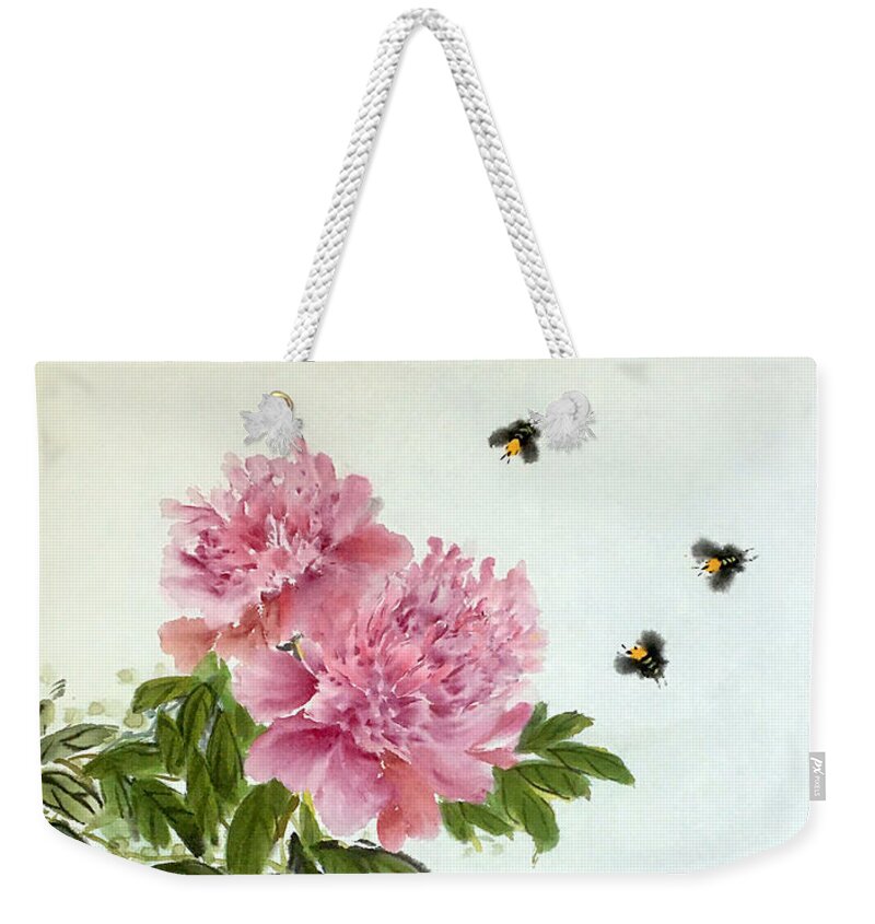 Flower Weekender Tote Bag featuring the painting Depend On Each Other by Carmen Lam