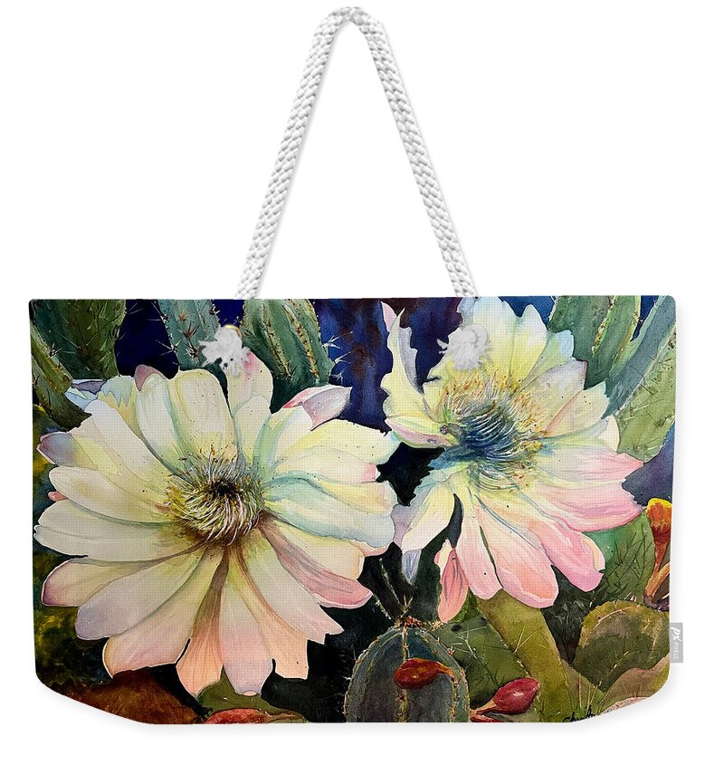 Flower Weekender Tote Bag featuring the painting Desert Child by Cheryl Prather
