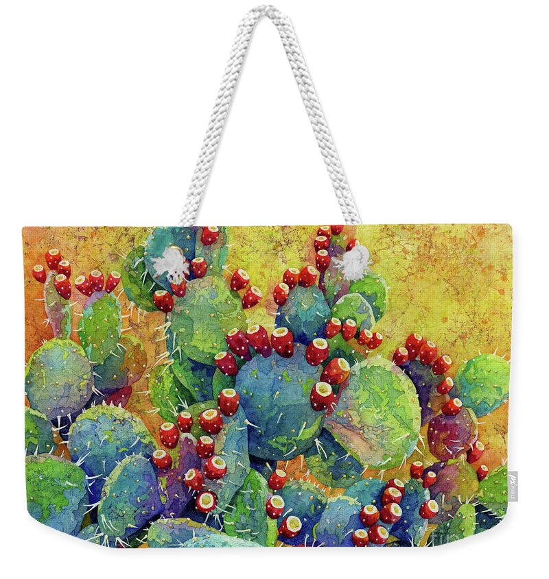 Cactus Weekender Tote Bag featuring the painting Desert Gems by Hailey E Herrera