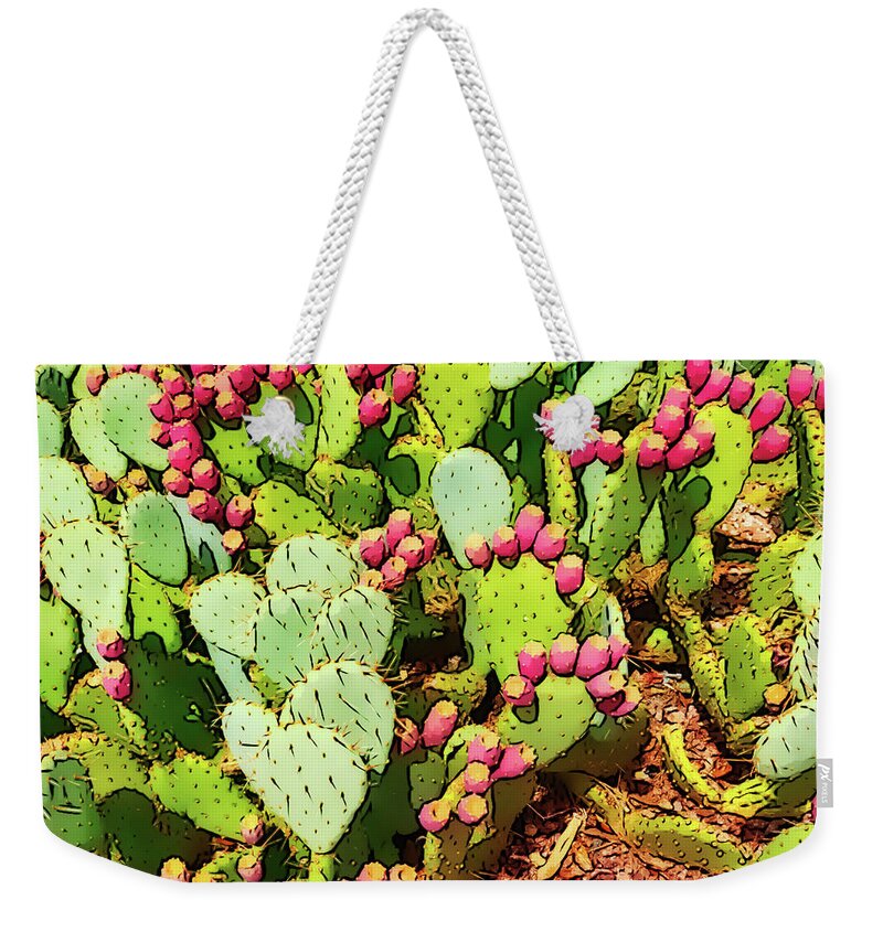 Pink Weekender Tote Bag featuring the mixed media Desert ornaments by Tatiana Travelways