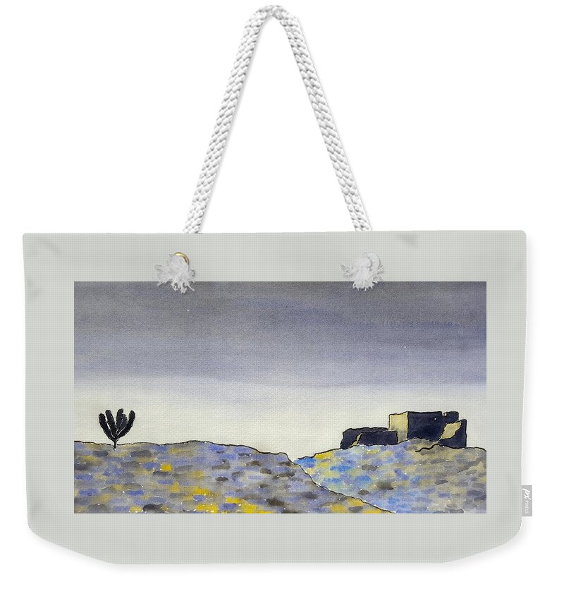Watercolor Weekender Tote Bag featuring the painting Desert Shadows Lore by John Klobucher