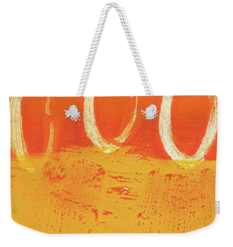 Abstract Weekender Tote Bag featuring the painting Desert Sun by Linda Woods